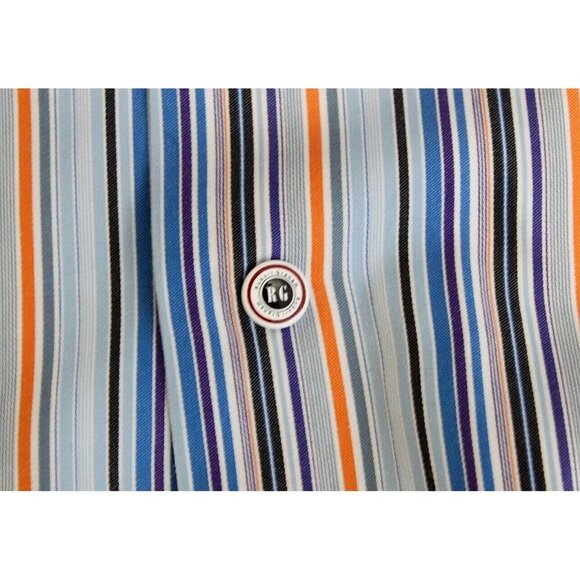 Robert Graham Mens Shirt Striped Long Sleeve Button Flip Cuff Multi Sz L - Picture 8 of 15
